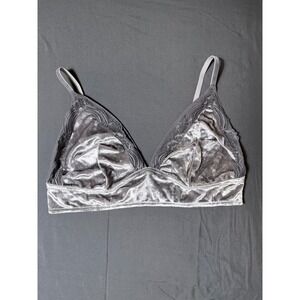 Soma XL Velvet Illusion Silver Velvet Lace Trim Bralette Soft Lingerie‎